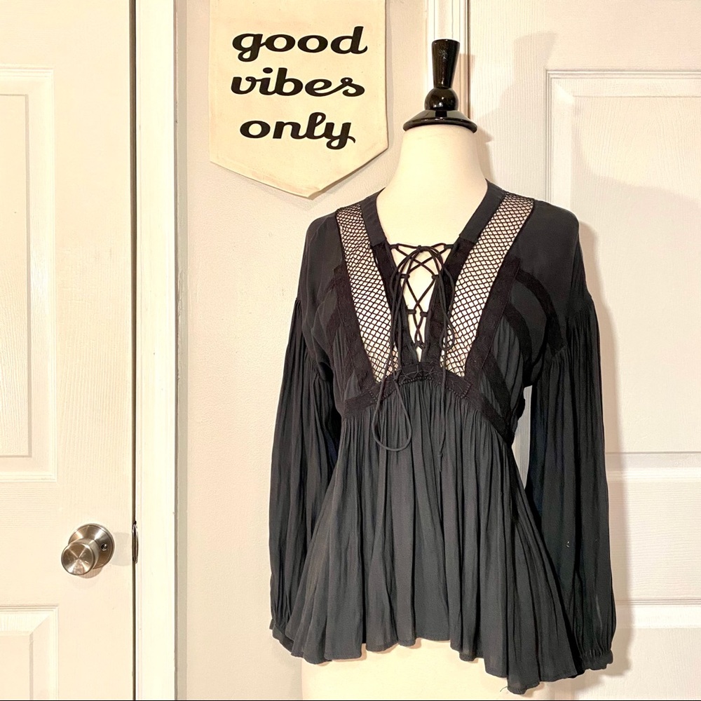 Free People Lace Up Blouse - size XS